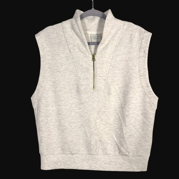 VARLEY Loretta Half Zip Sleeveless Vest Top DoubleSoft Light Heather Grey Medium - Picture 2 of 10